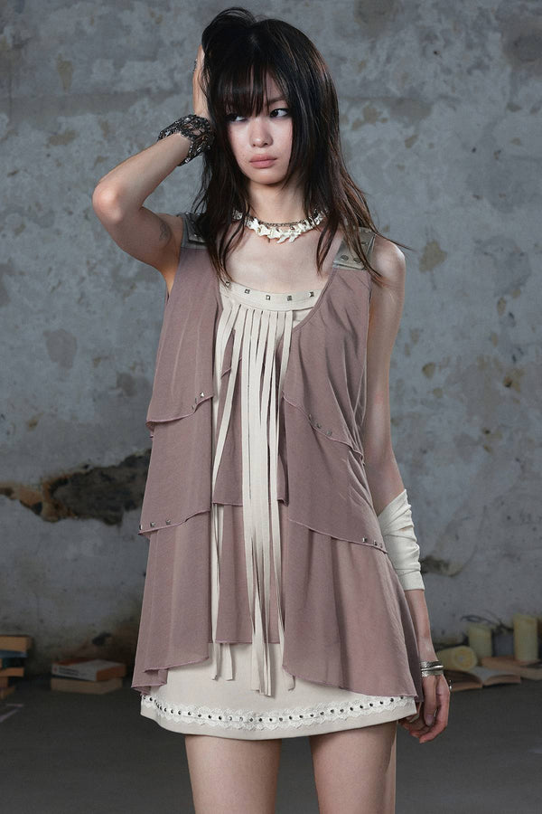 Layered Fringe Mini Dress