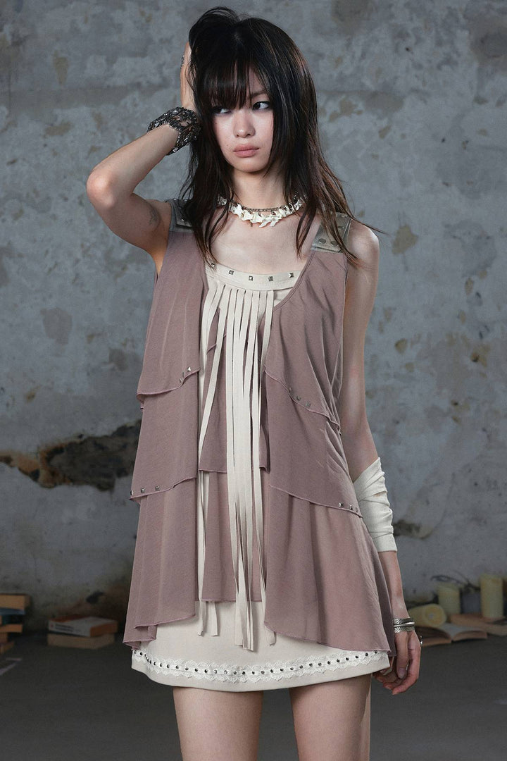 Layered Fringe Mini Dress