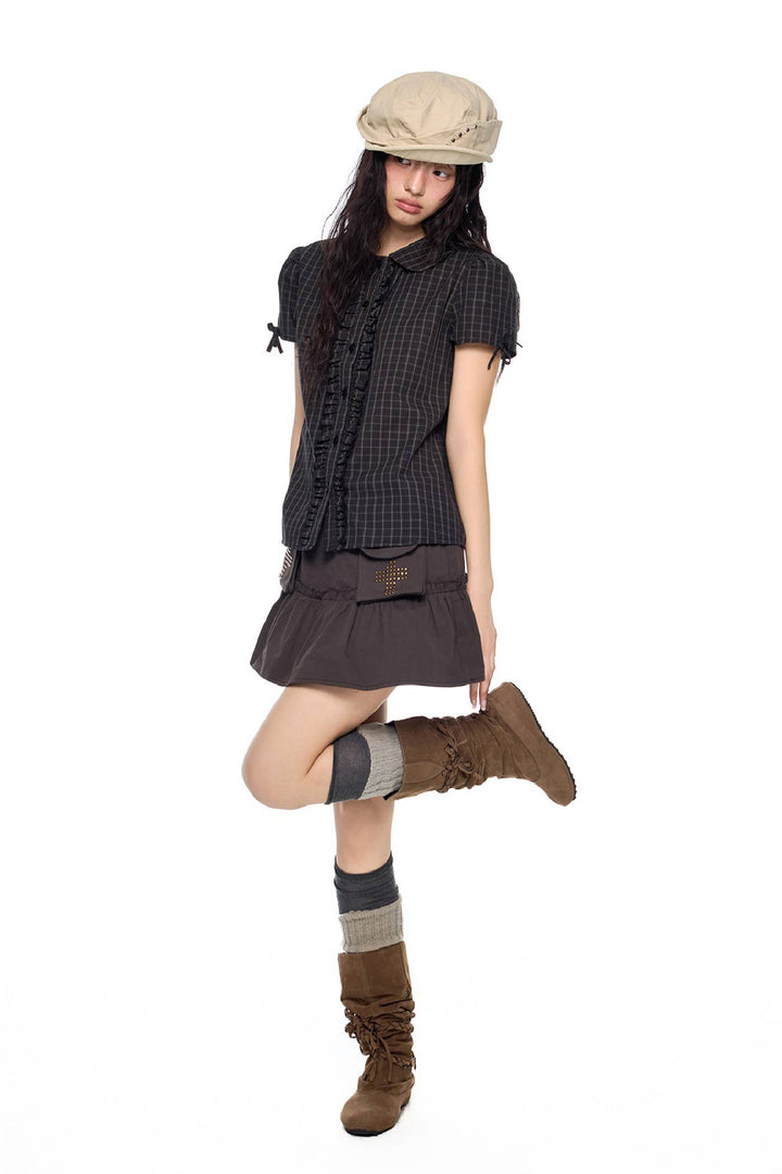 Ruched A-Line Mini Skirt