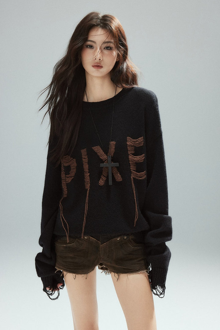 Pixel Letter Knit Sweater