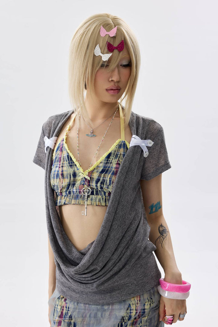 Cutout Wing Draped Top