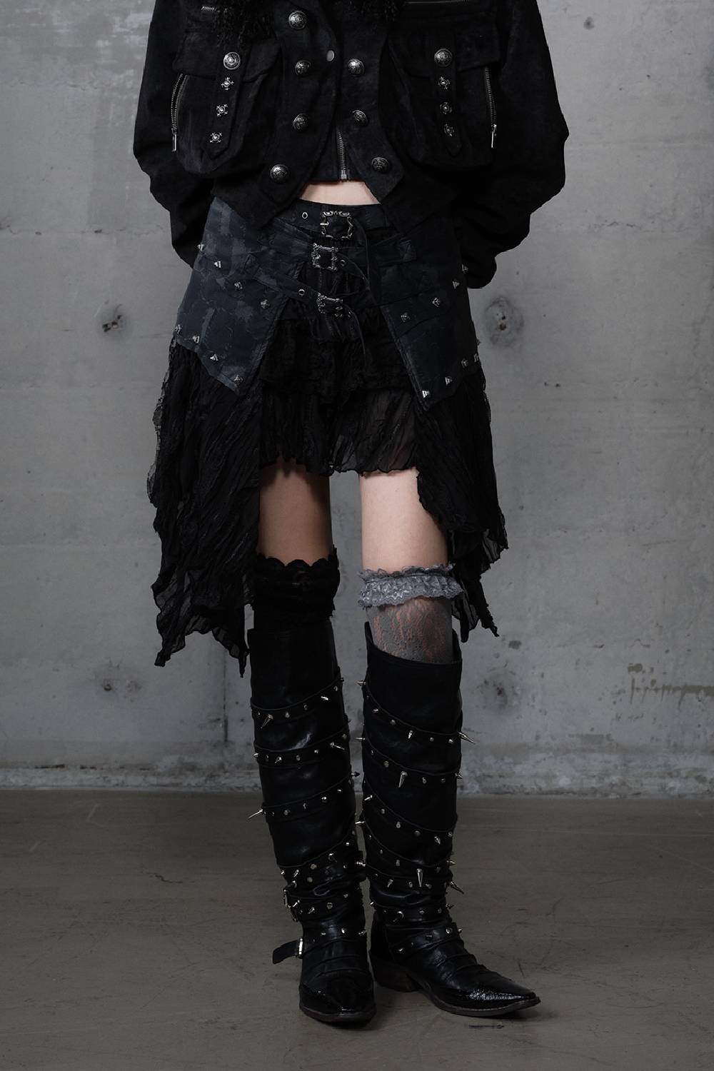 Asymmetric Lace Midi Skirt