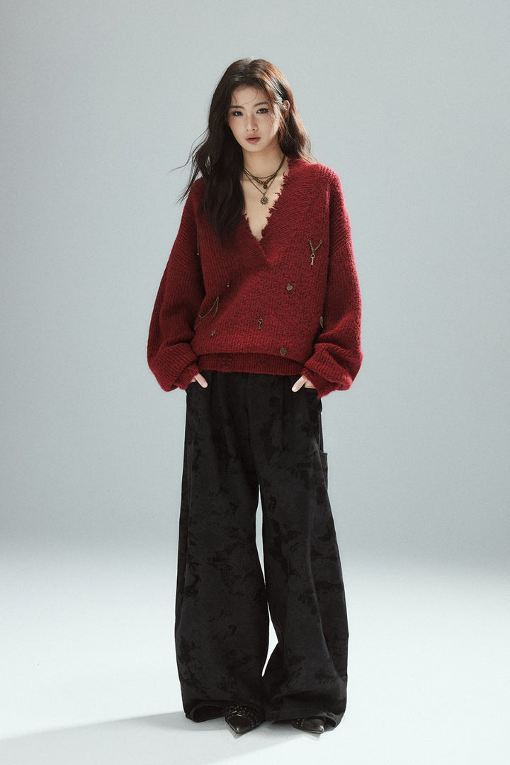 Distressed Chain Knit Sweater
