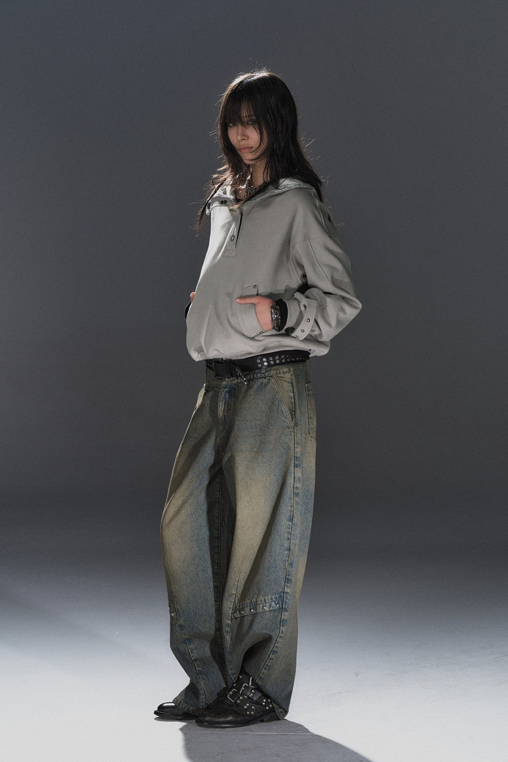 Half Leopard Stud Hoodie