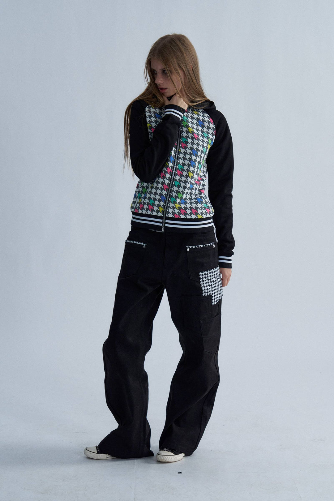 Pixel Houndstooth Zip Hoodie