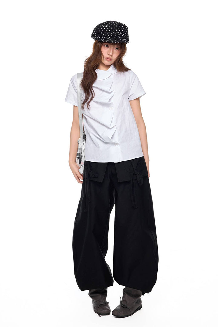 Fitted Ruffle Collar Top