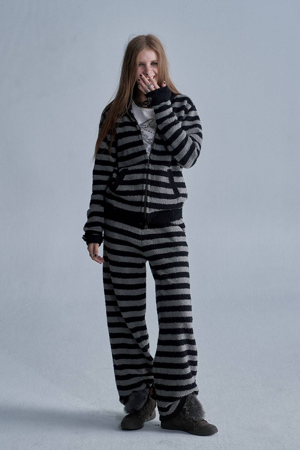 Striped Plush Lounge Set