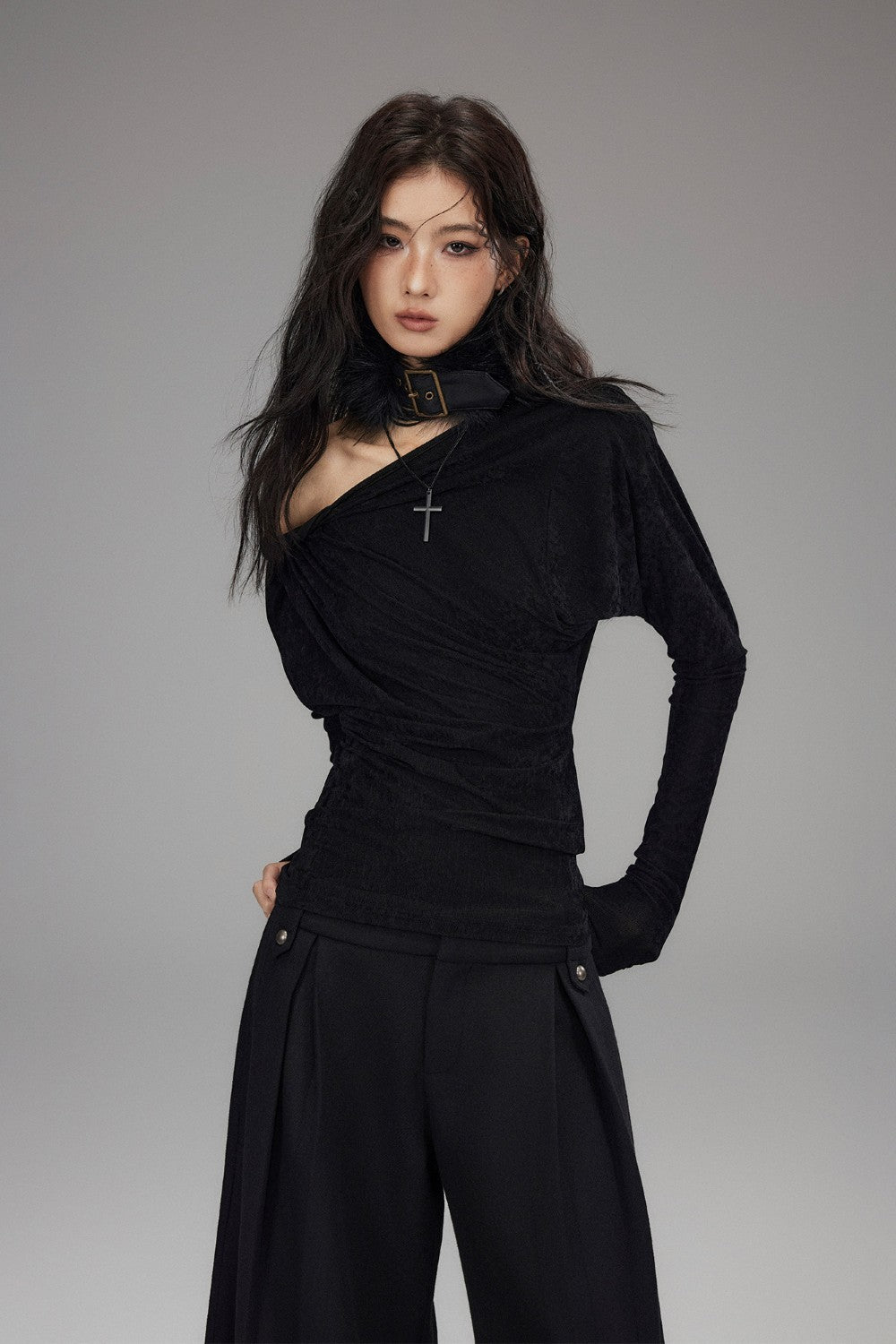 Daisy Asymmetric Velvet Top