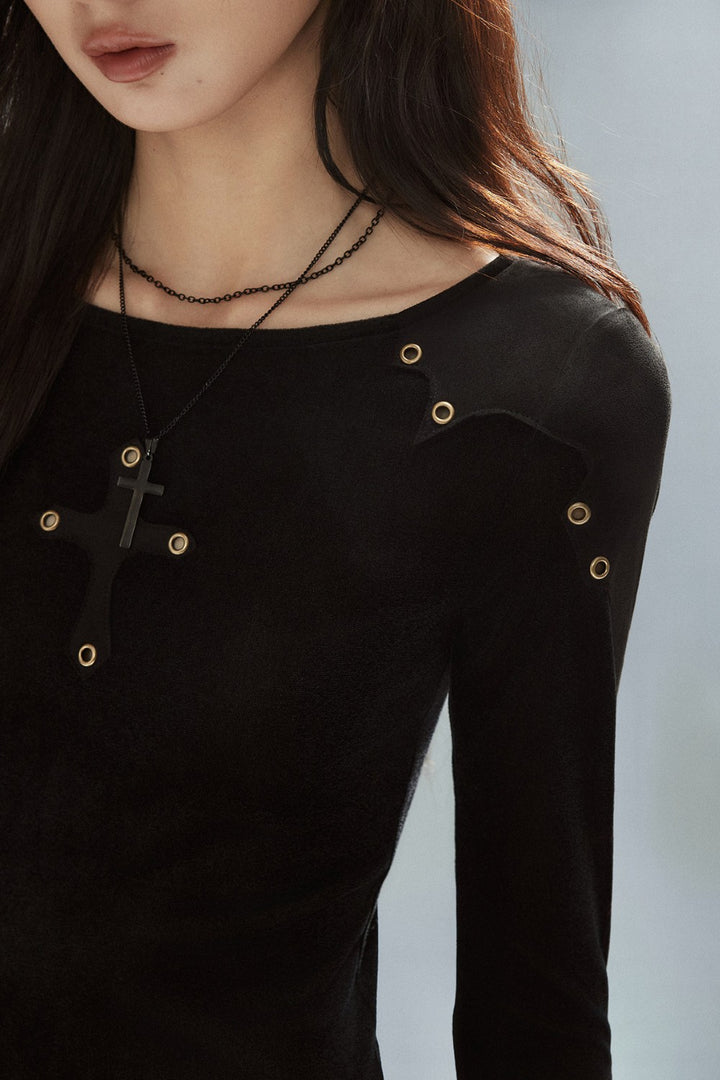 Eva Black Eyelet Top