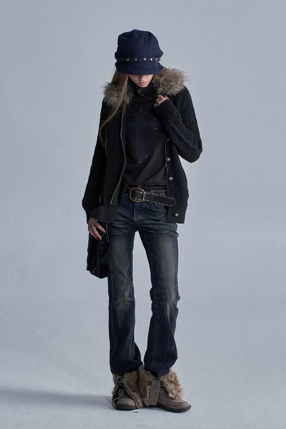 Faux Fur Knit Jacket