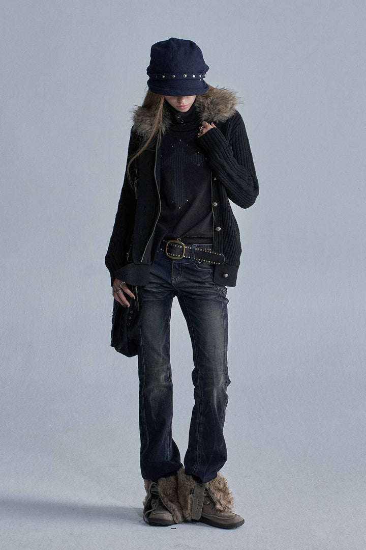 Faux Fur Knit Jacket