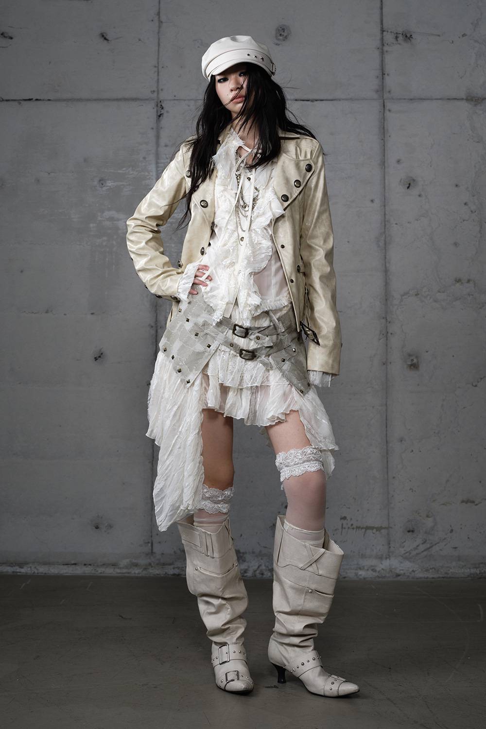 Asymmetric Lace Midi Skirt