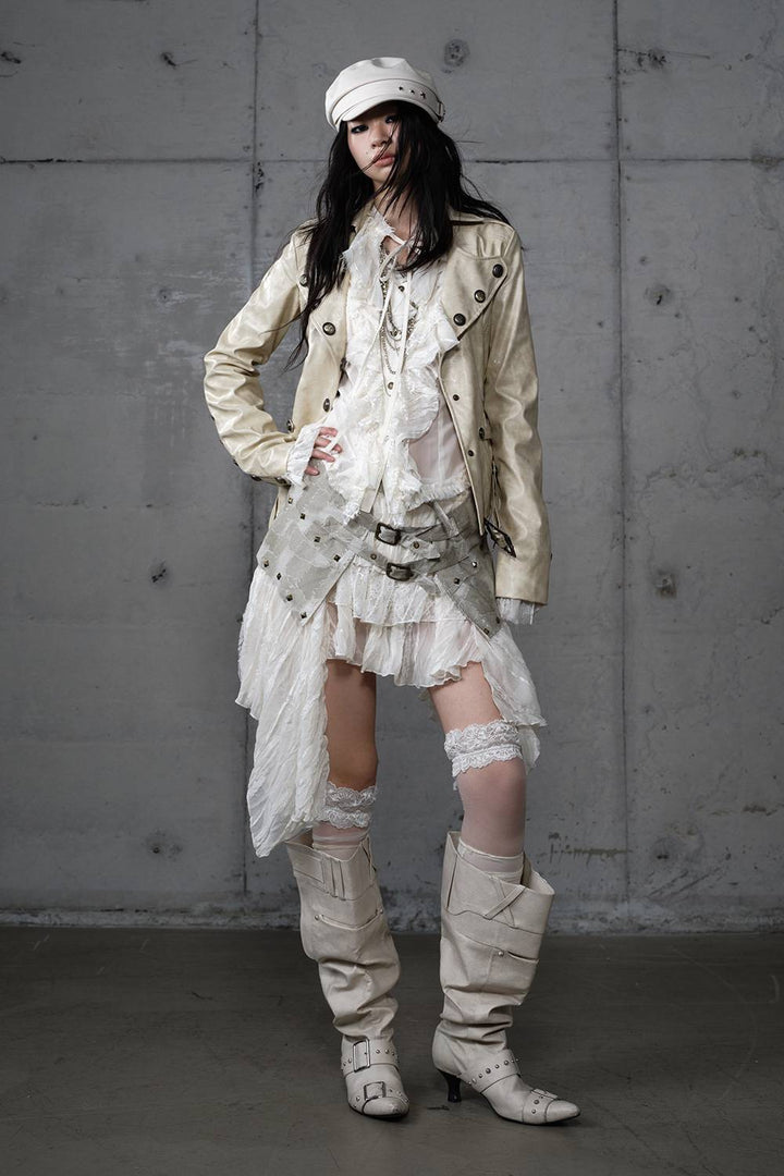 Asymmetric Lace Midi Skirt