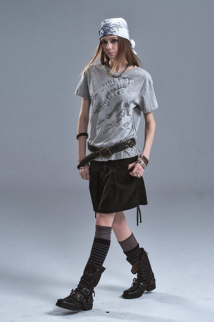 Oversized Distressed Print Tee