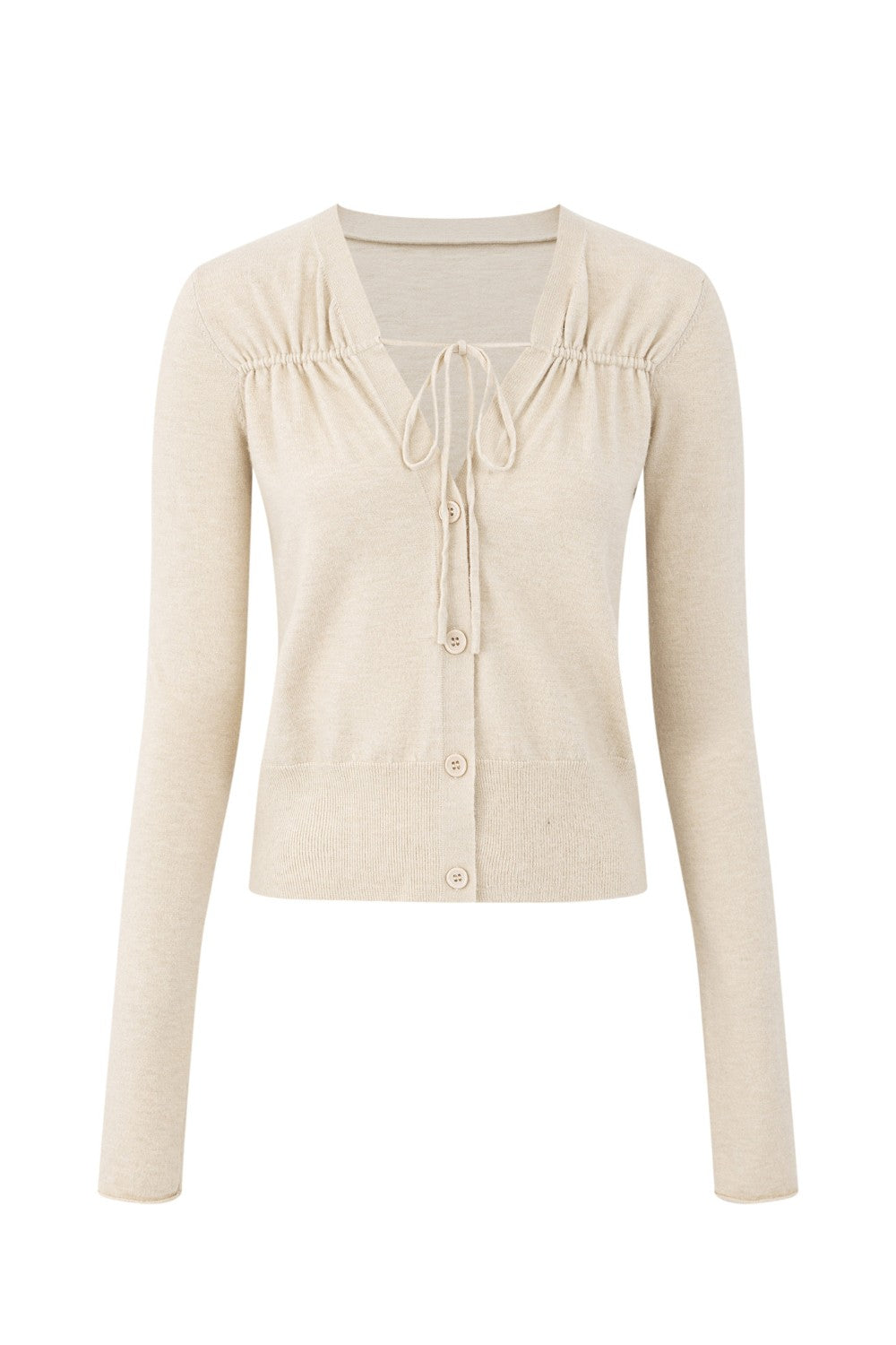 Ruched Tie Front Cardigan