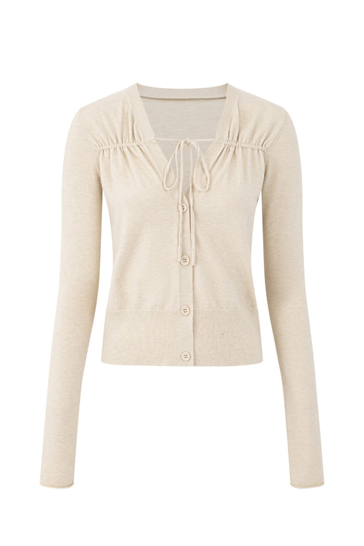 Ruched Tie Front Cardigan