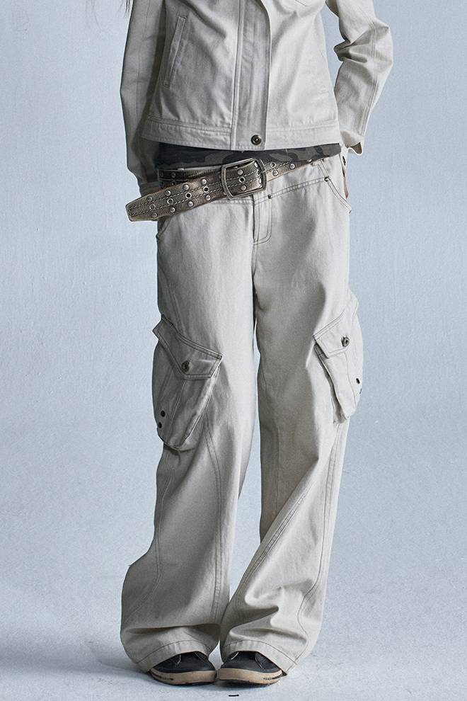 Washed Wide Cargo Pants