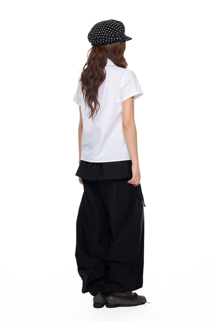 Fitted Ruffle Collar Top