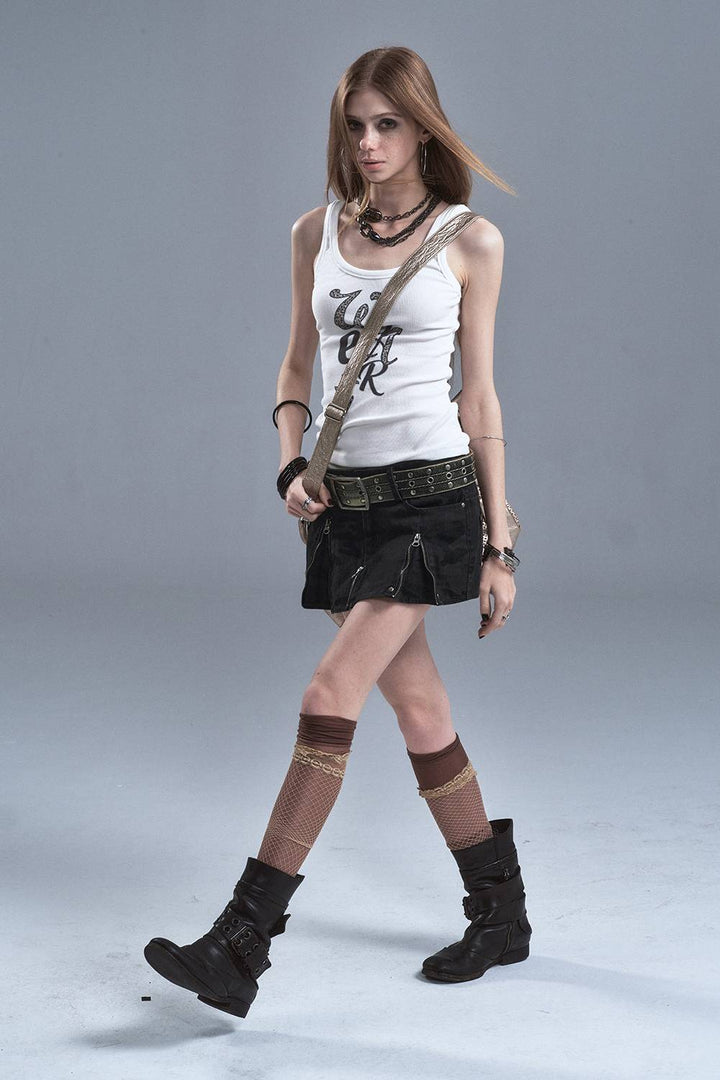Camo Zip Mini Skirt