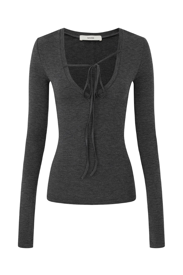 Elise Charcoal Wrap Top