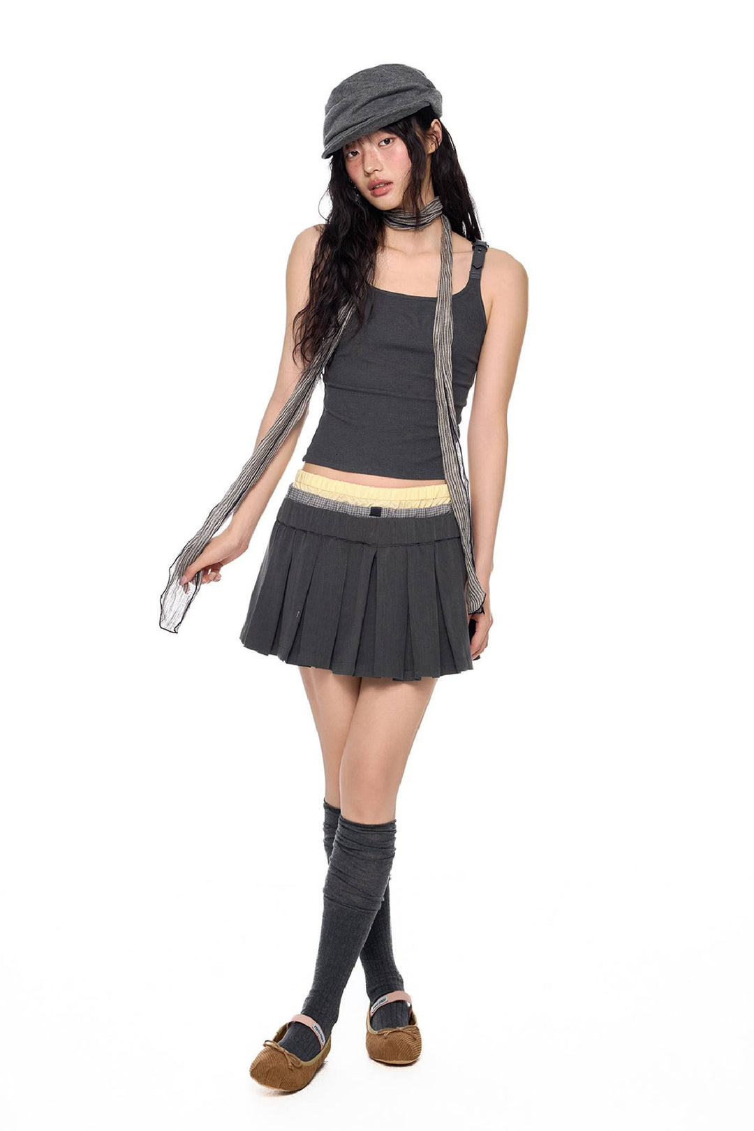 A-Line Pleated Mini Skirt