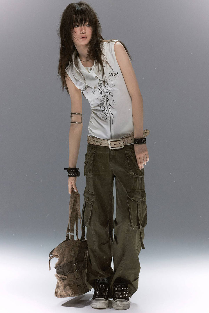 Foldover Collar Zip Tank