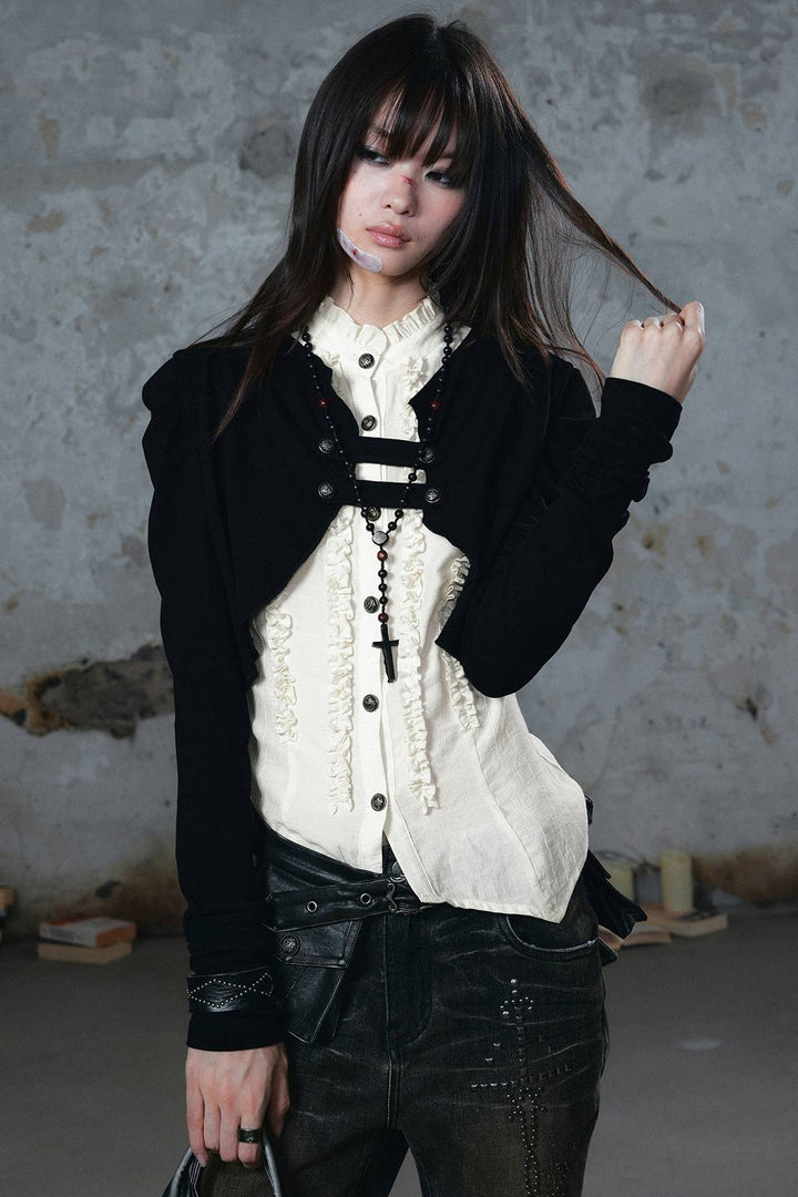 Layered Ruffle Cardigan Top