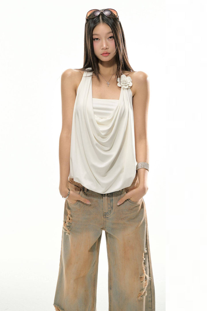 Draped Halter Neck Top