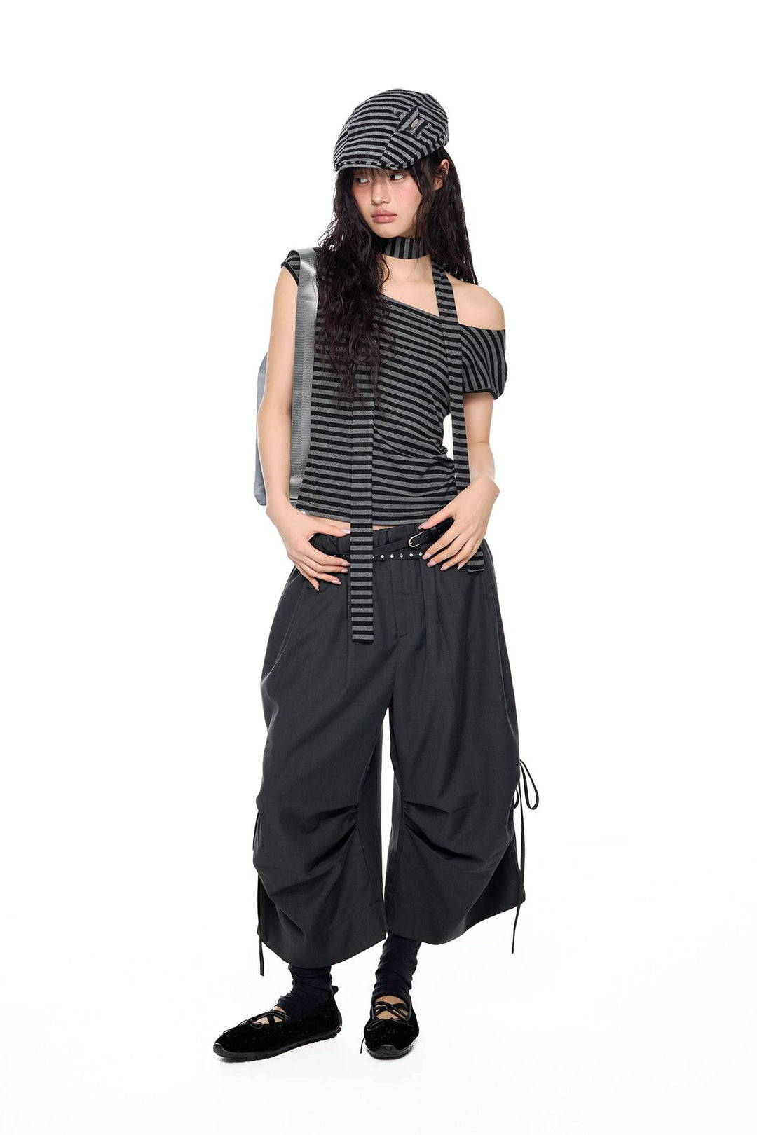 Asymmetrical Stripe Tie Top