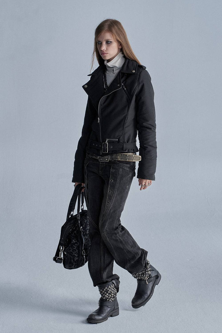 Buckle Detail Biker Jacket