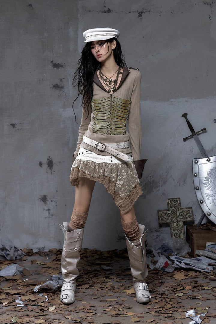 Ribbed Military Knit Top