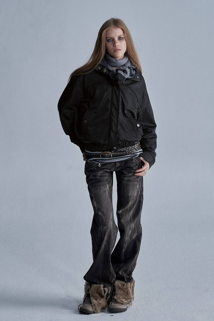 Cropped Panelled Fleece Jacket