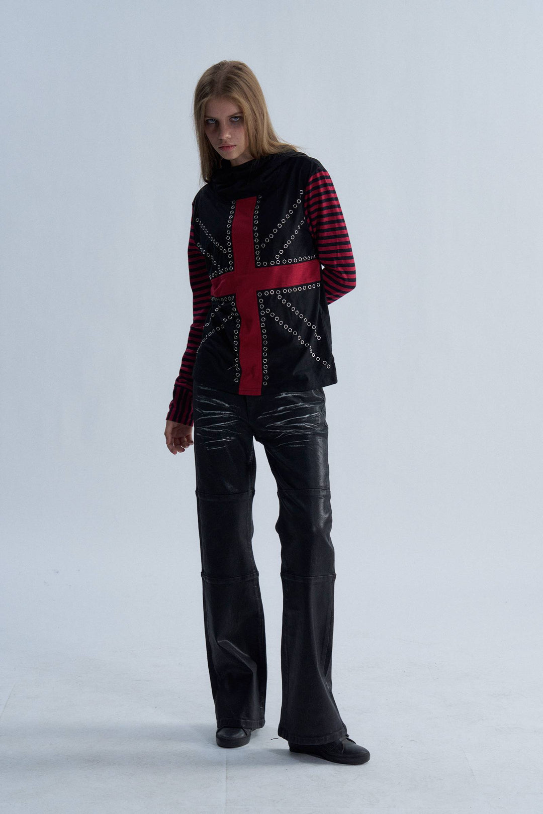 Crimson Cross Eyelet Hoodie