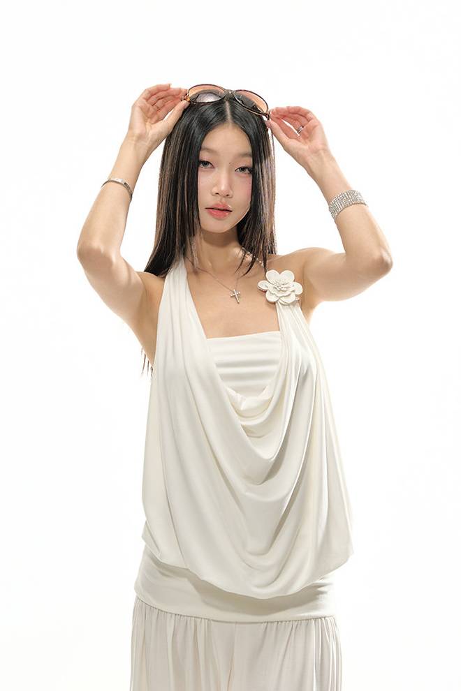 Draped Halter Neck Top