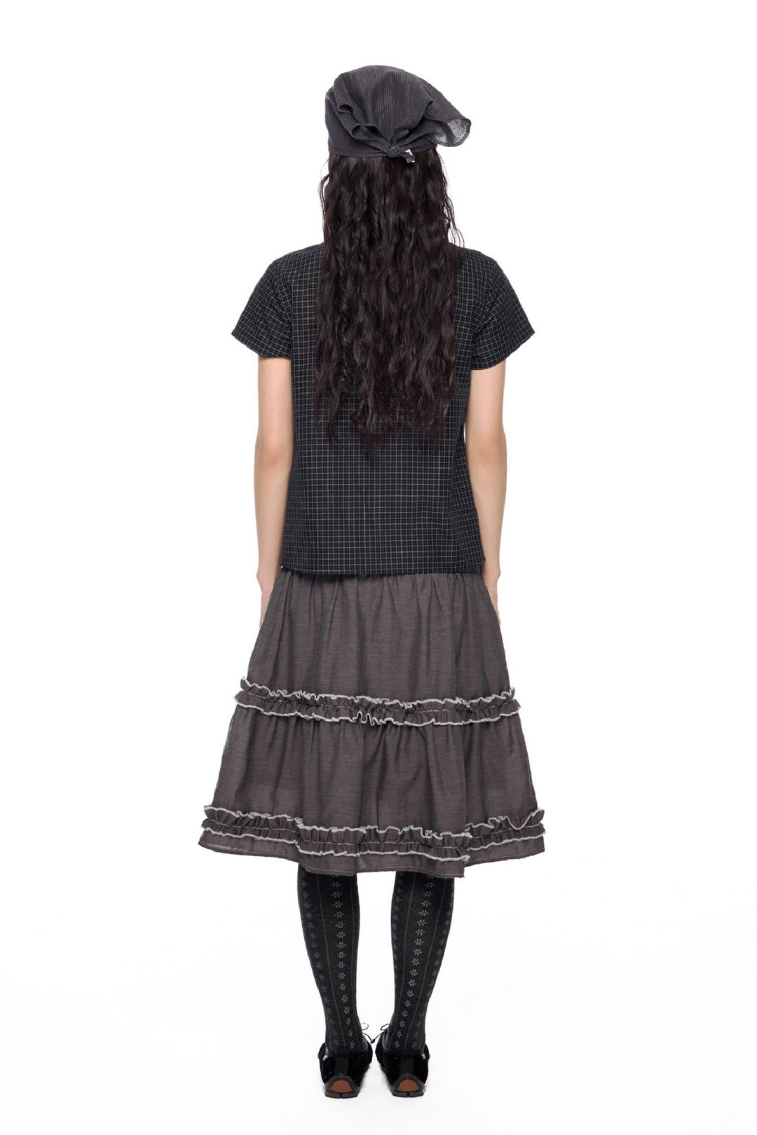 Fitted Ruffle Collar Top