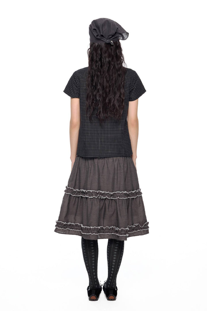 Fitted Ruffle Collar Top