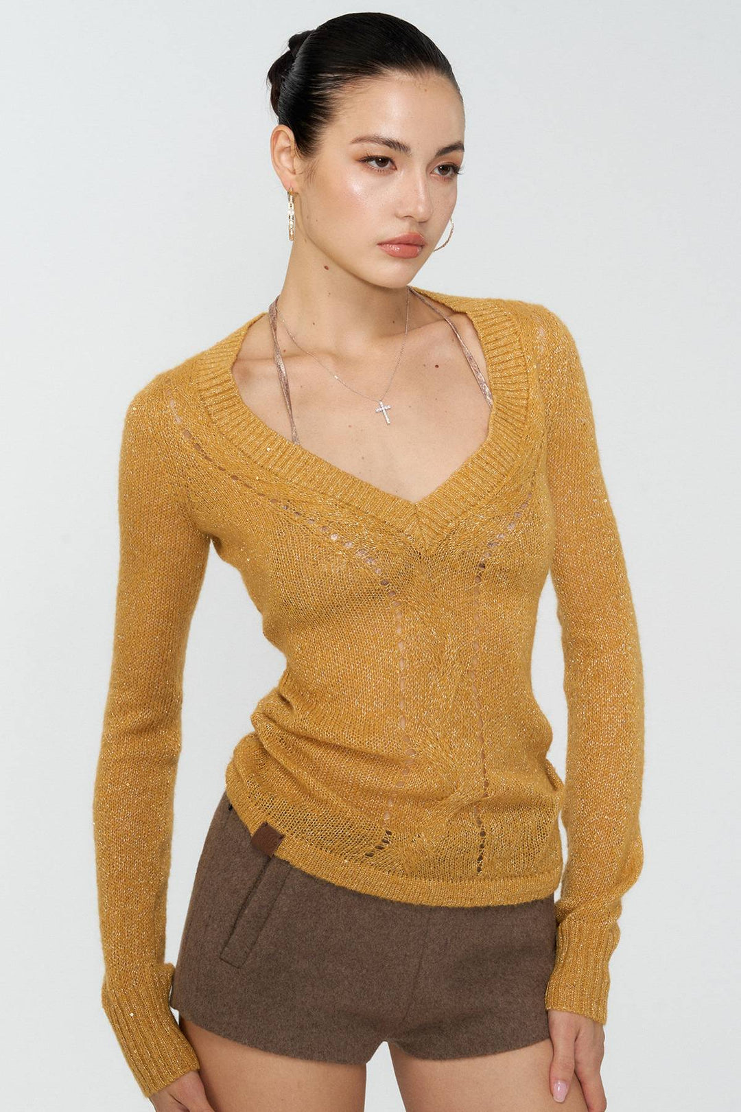 Shimmer Knit Long Sleeve Top