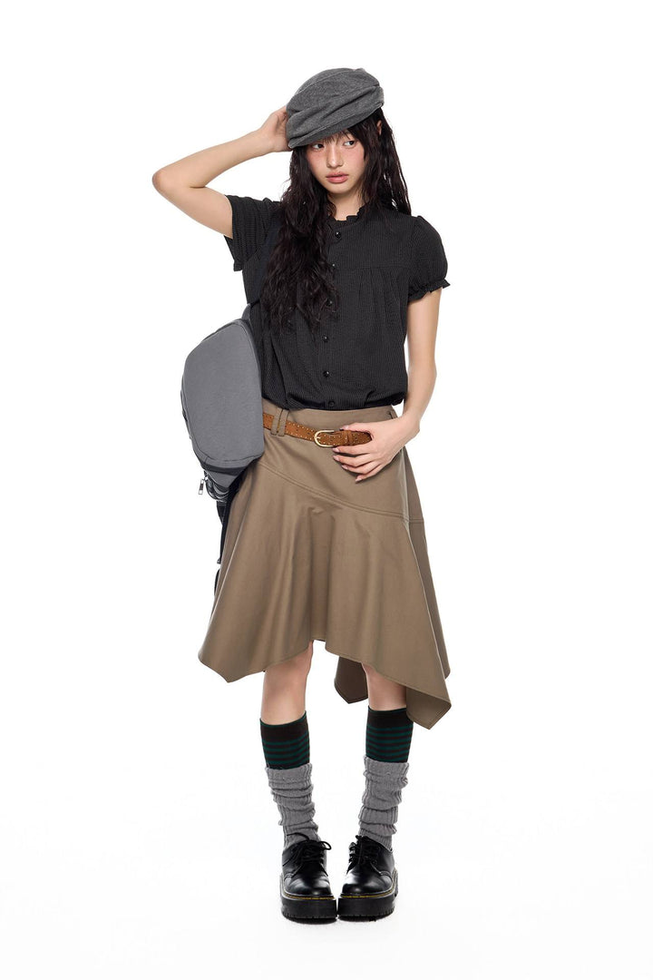 Textured Short Sleeve Blouse