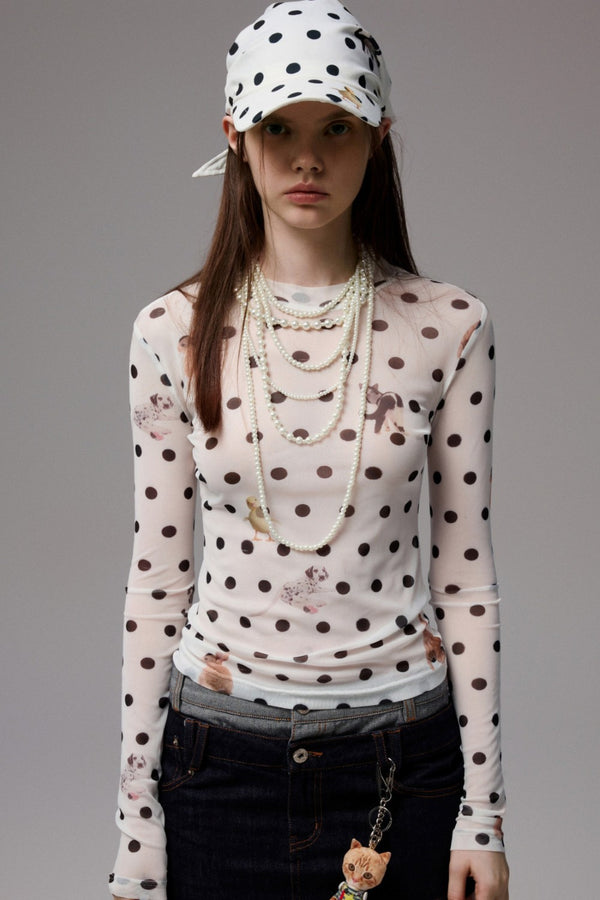 Ivy Polka Mesh Top