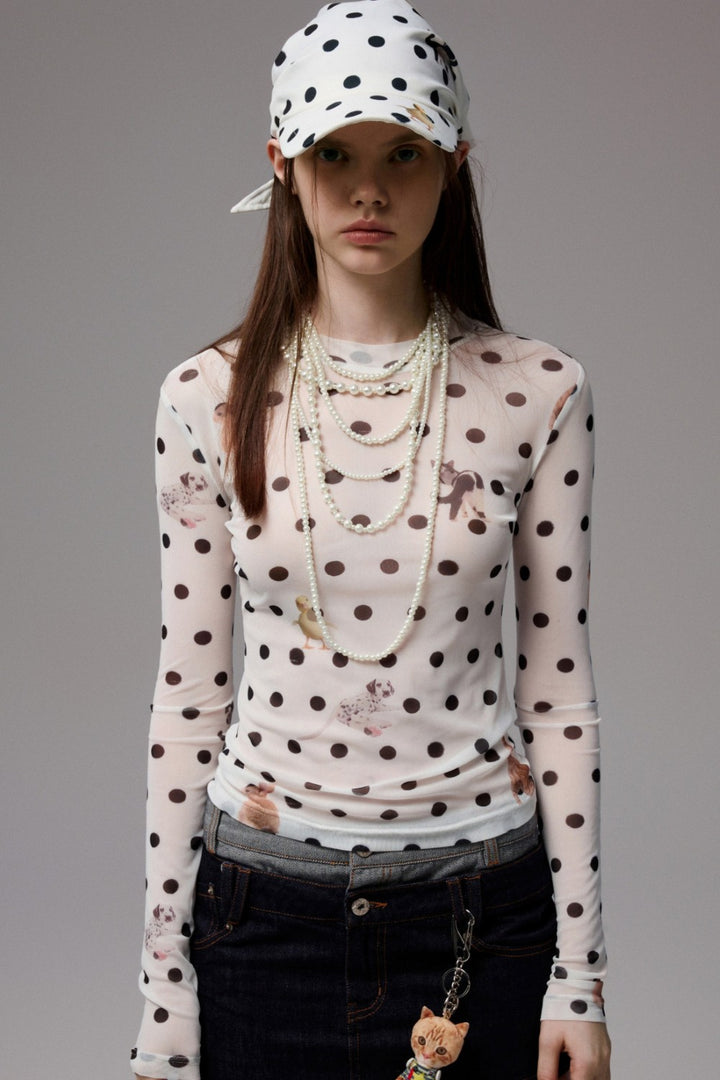Ivy Polka Mesh Top