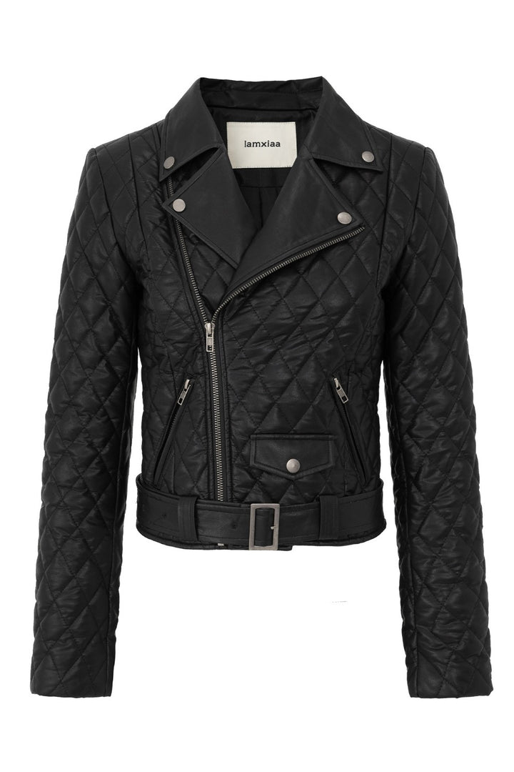 Leather Diamond Puff Jacket