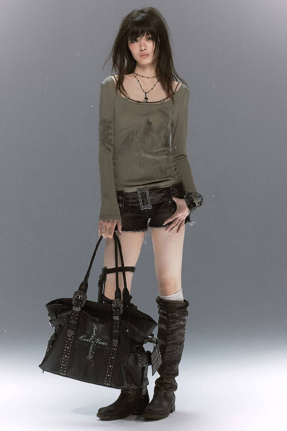 Studded Cross Biker Bag