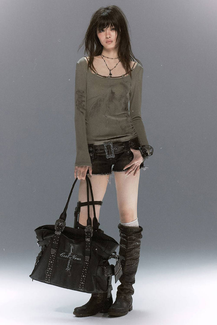 Studded Cross Biker Bag