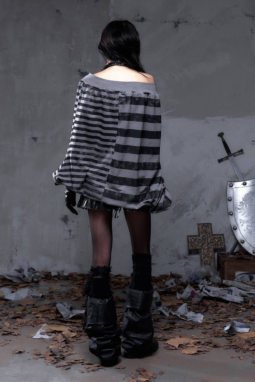 Layered Stripe Oversized Sweater