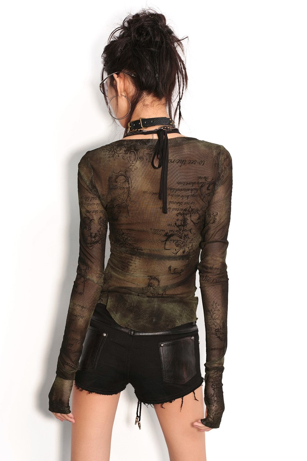 Mesh Lettered Jacquard Shirt