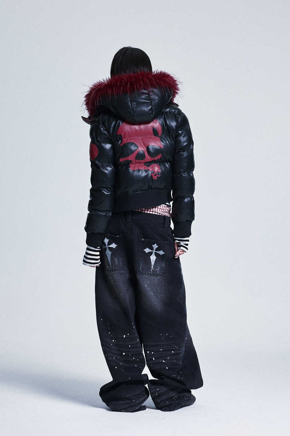 Crimson Skull Puffer Jacket