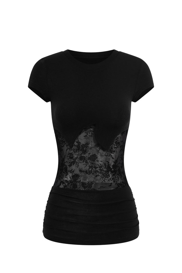 Gia Lace Panel Shortsleeve