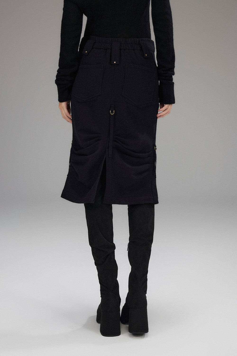 Wool Cargo Split Skirt