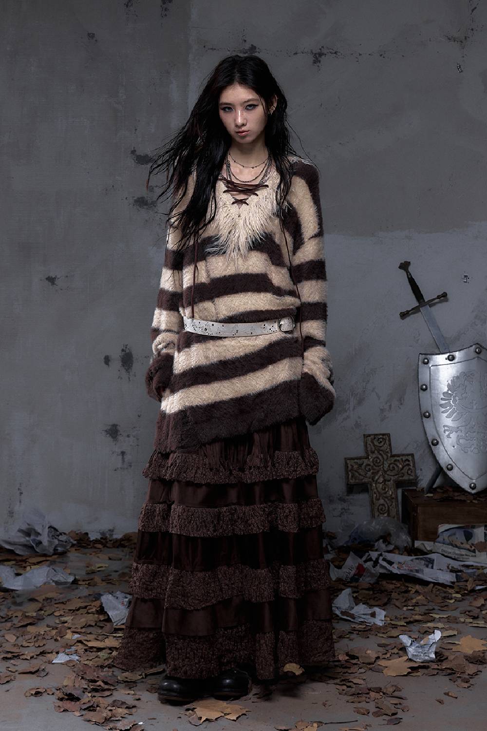 Striped Faux-Fur Knit