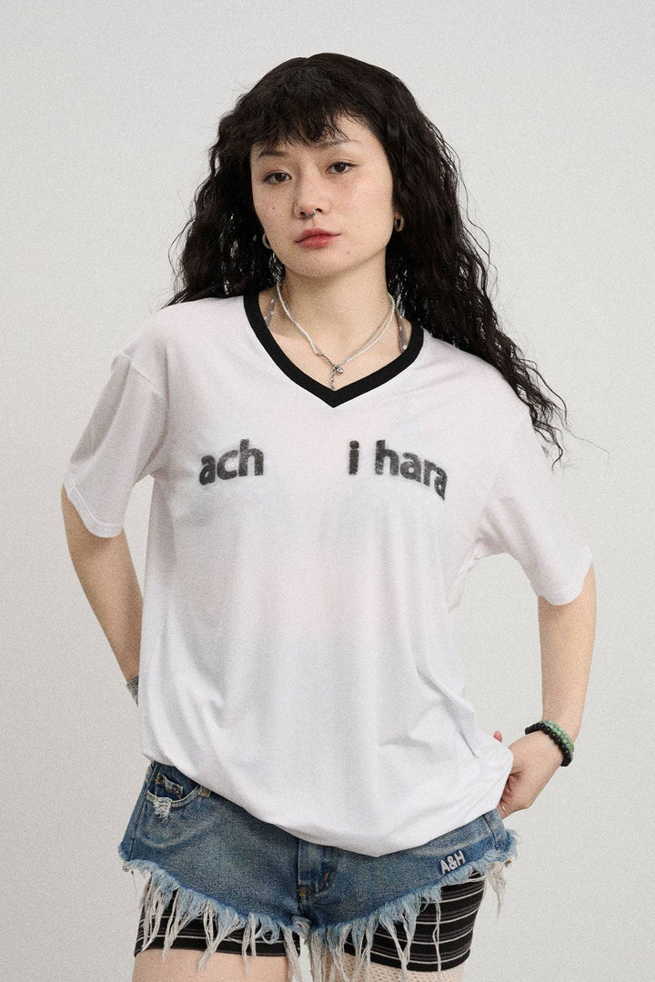 Faded Text V Tee